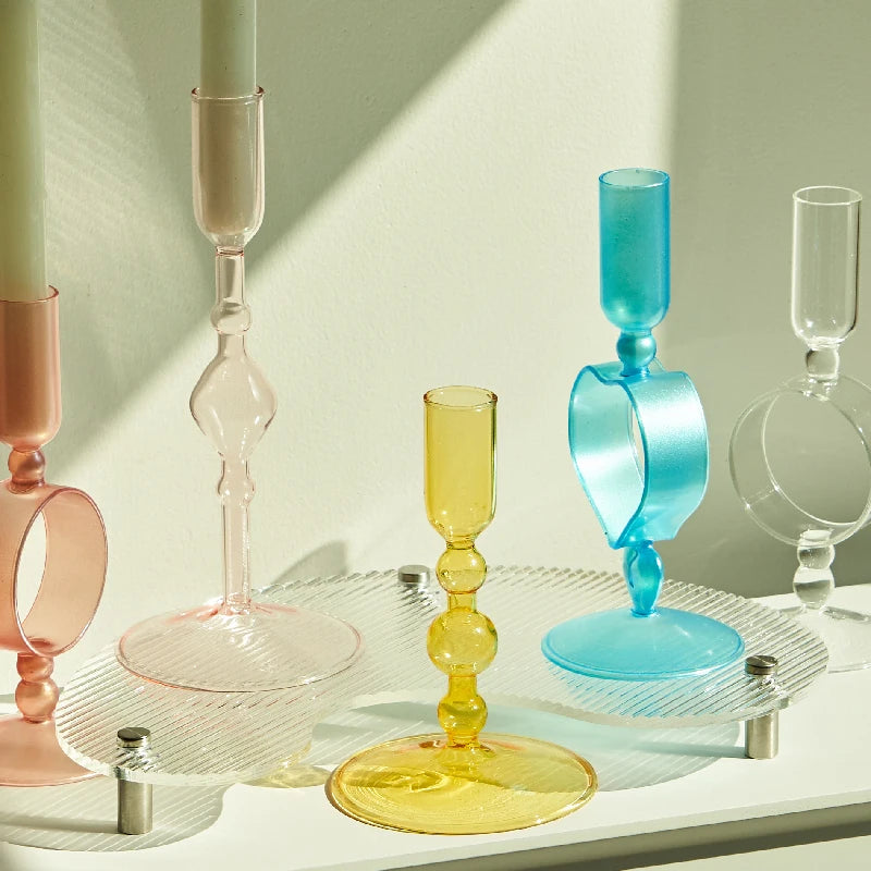 Slim Candlestick Holder Glass Candle Holders Home Decor Glass Table Candle Stand Holder Creative Decoration Ornament
