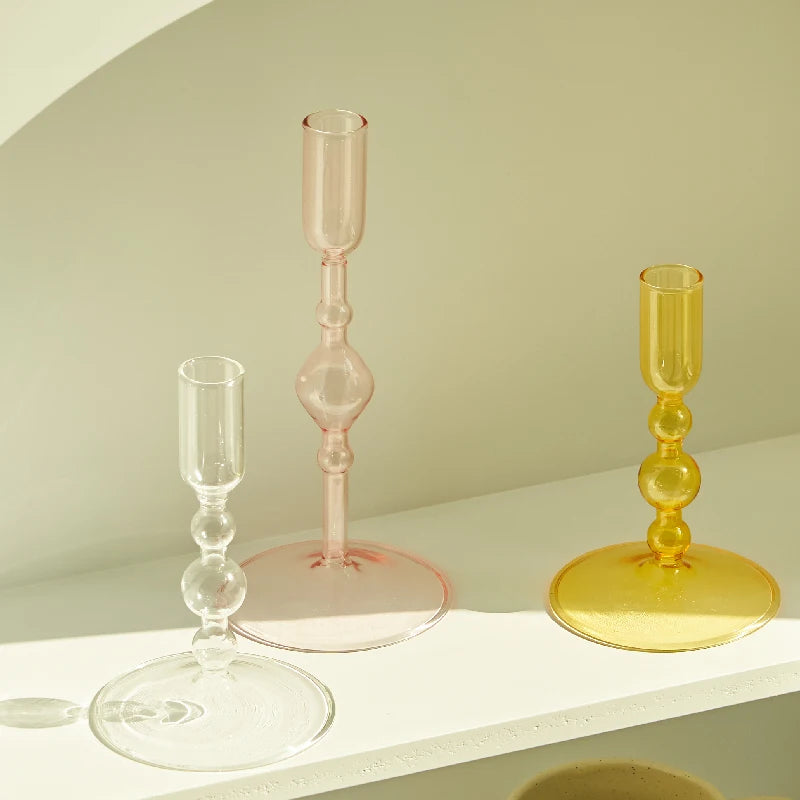 Slim Candlestick Holder Glass Candle Holders Home Decor Glass Table Candle Stand Holder Creative Decoration Ornament