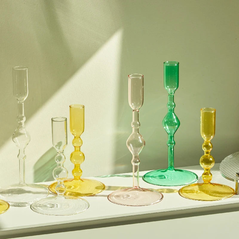 Slim Candlestick Holder Glass Candle Holders Home Decor Glass Table Candle Stand Holder Creative Decoration Ornament