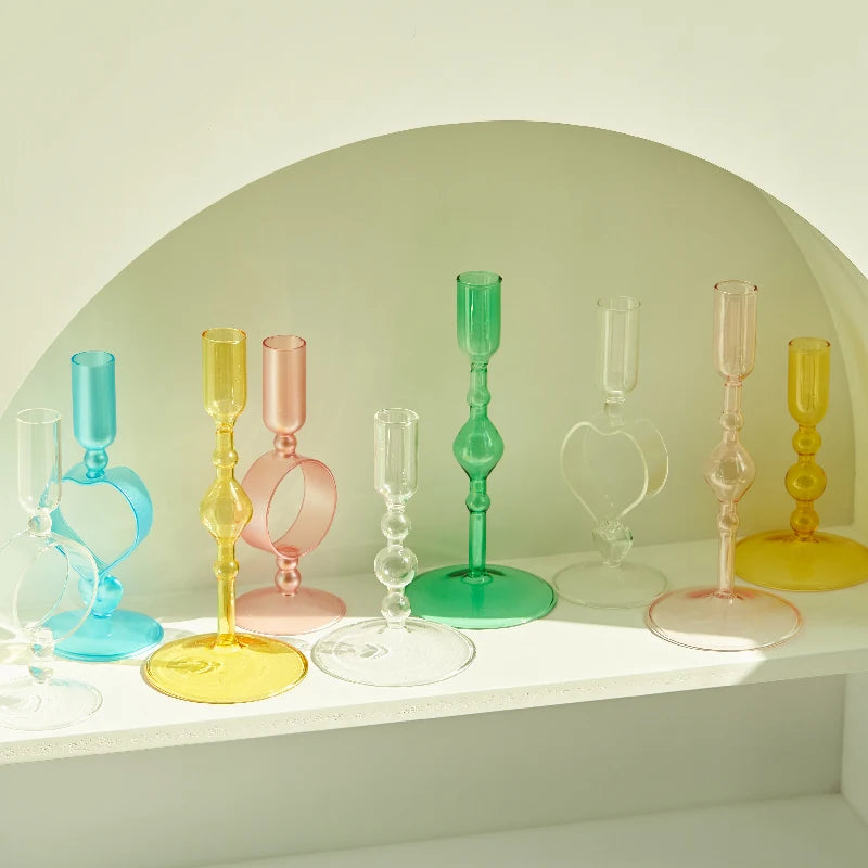 Slim Candlestick Holder Glass Candle Holders Home Decor Glass Table Candle Stand Holder Creative Decoration Ornament