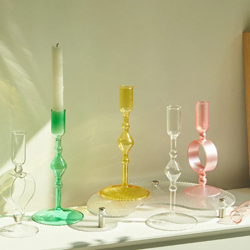 Slim Candlestick Holder Glass Candle Holders Home Decor Glass Table Candle Stand Holder Creative Decoration Ornament
