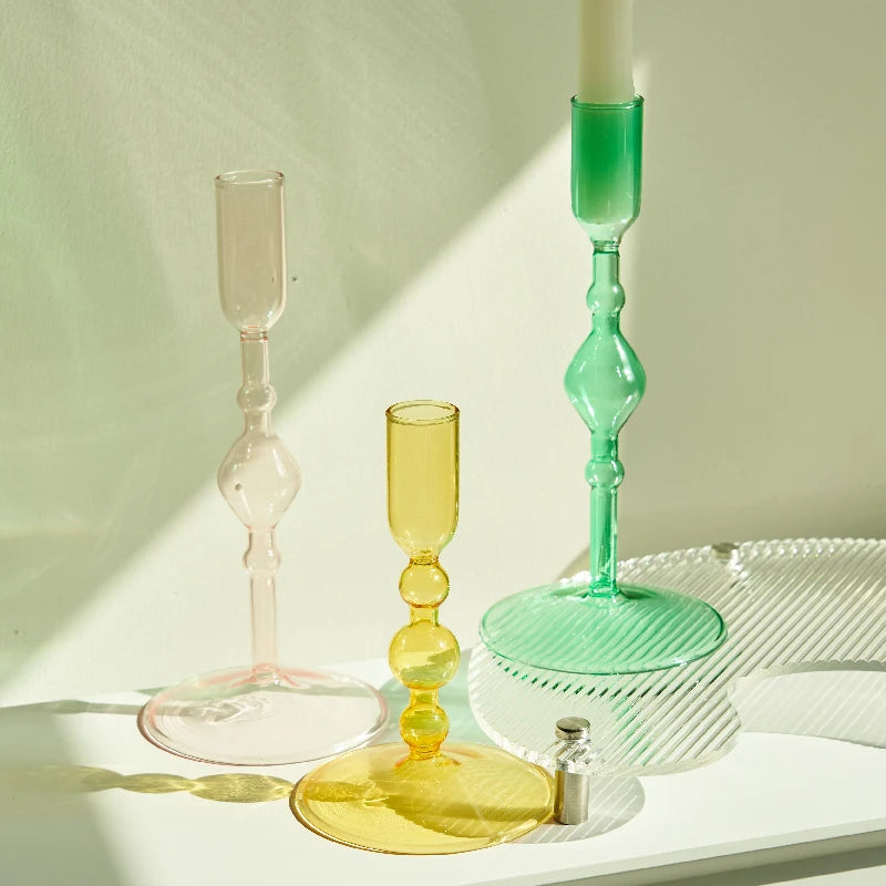 Slim Candlestick Holder Glass Candle Holders Home Decor Glass Table Candle Stand Holder Creative Decoration Ornament