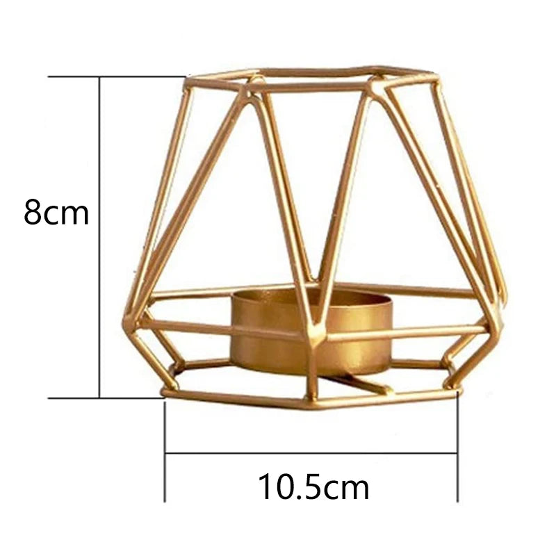 4 Pcs Metal Geometric Design Tea Light Votive Candle Holders, Hollow Tealight Candle Holders for Wedding Home Decoration