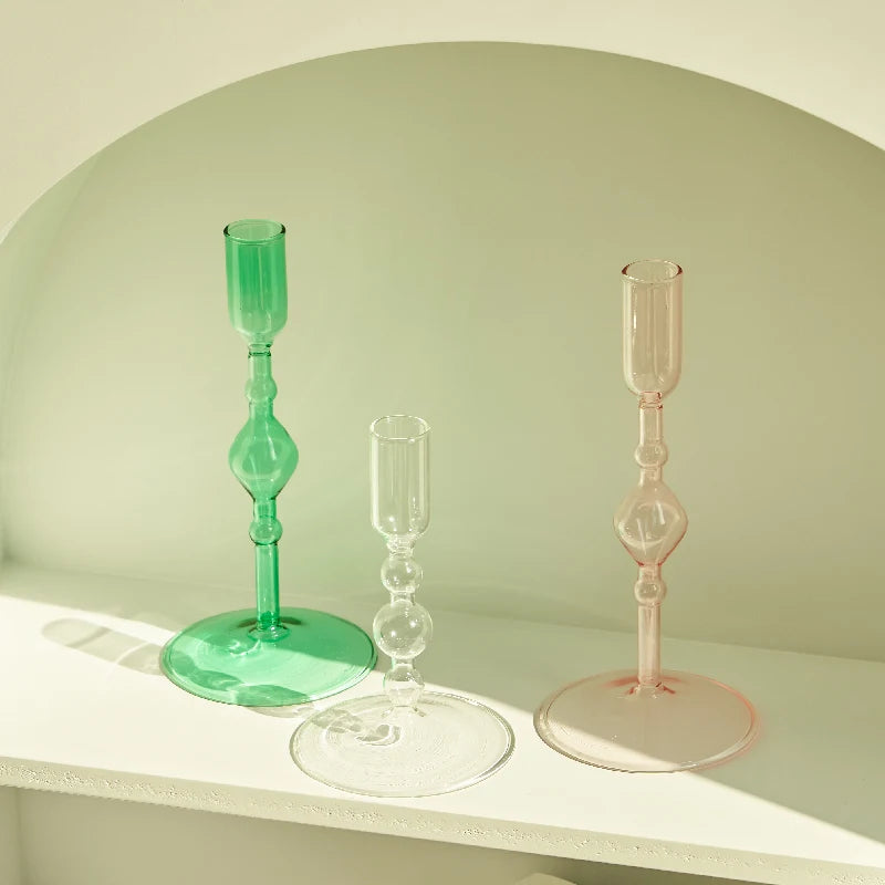 Slim Candlestick Holder Glass Candle Holders Home Decor Glass Table Candle Stand Holder Creative Decoration Ornament