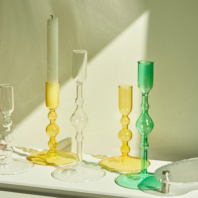Slim Candlestick Holder Glass Candle Holders Home Decor Glass Table Candle Stand Holder Creative Decoration Ornament