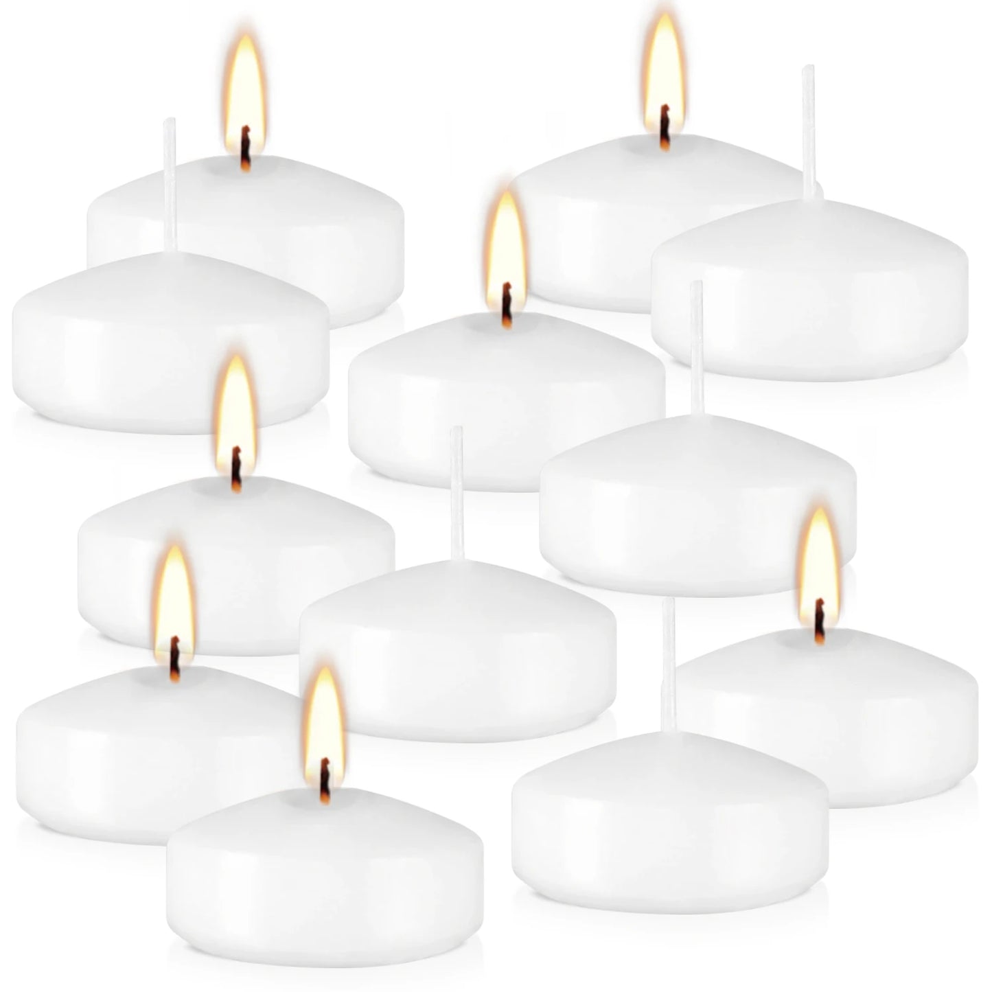 12 2inch white floating candles 5-6 hours burning time, floating candle, romantic night, portable small candle set for travel, yoga, bath, spa, family, wedding, party, seasonal celebration and home decor- ideal for Thanksgivi