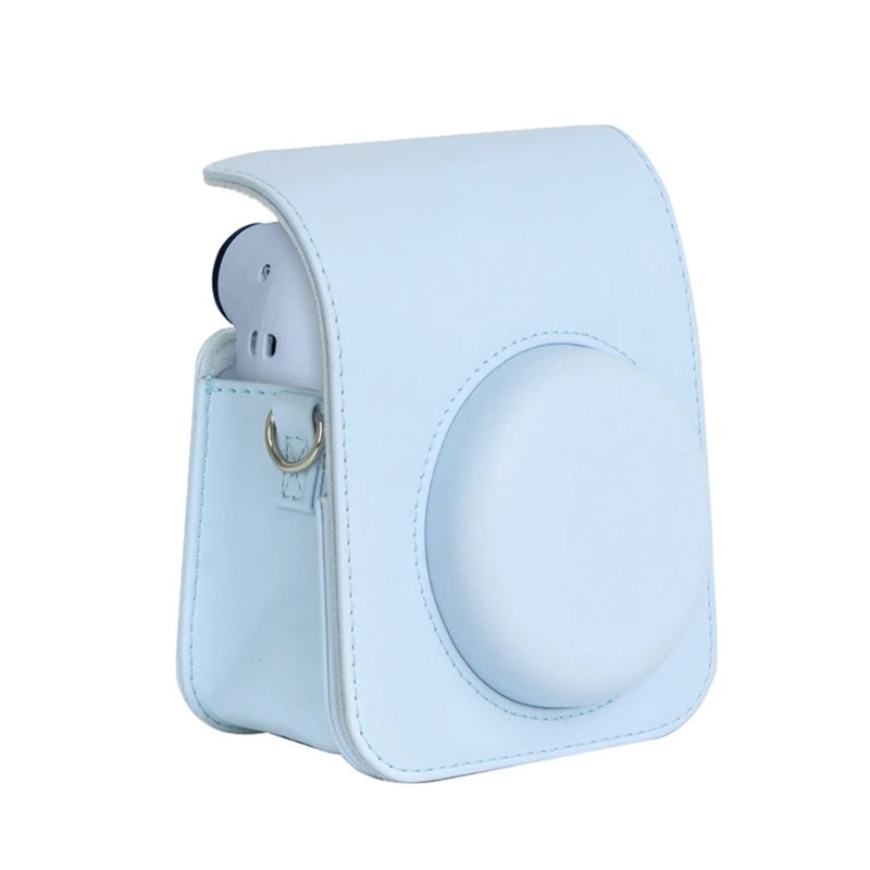 For Instax Mini 12 Camera Case PU Leather Soft Silicone Cover Bag for Fujifilm Polaroid Film Camera Bag w/Shoulder Strap