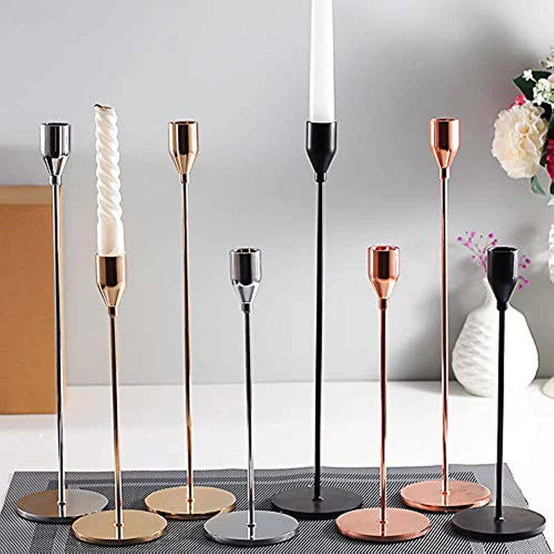 3Pcs/Set Metal Candle Holders Simple Golden Wedding Decoration Bar Party Living Room Decor Home Decor Candlestick