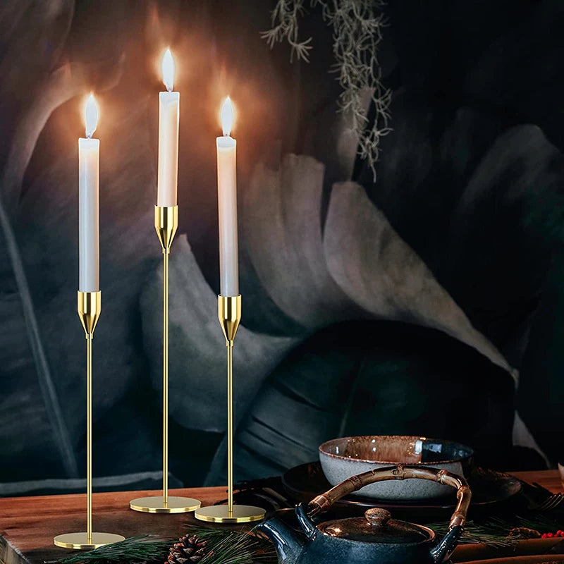 3Pcs/Set Metal Candle Holders Simple Golden Wedding Decoration Bar Party Living Room Decor Home Decor Candlestick