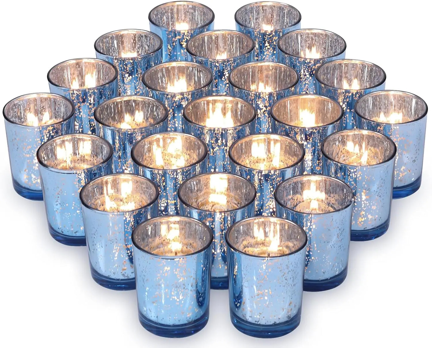 US Silver Party Decorations 72pcs, Mercury Glass Votive Candle Holders Set for Wedding, Bridal and Baby Shower