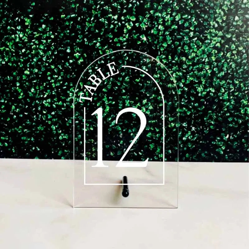 Black Acrylic Wedding Table Numbers with Stand Acrylic Calligraphy Wedding Signage Table Number Stand