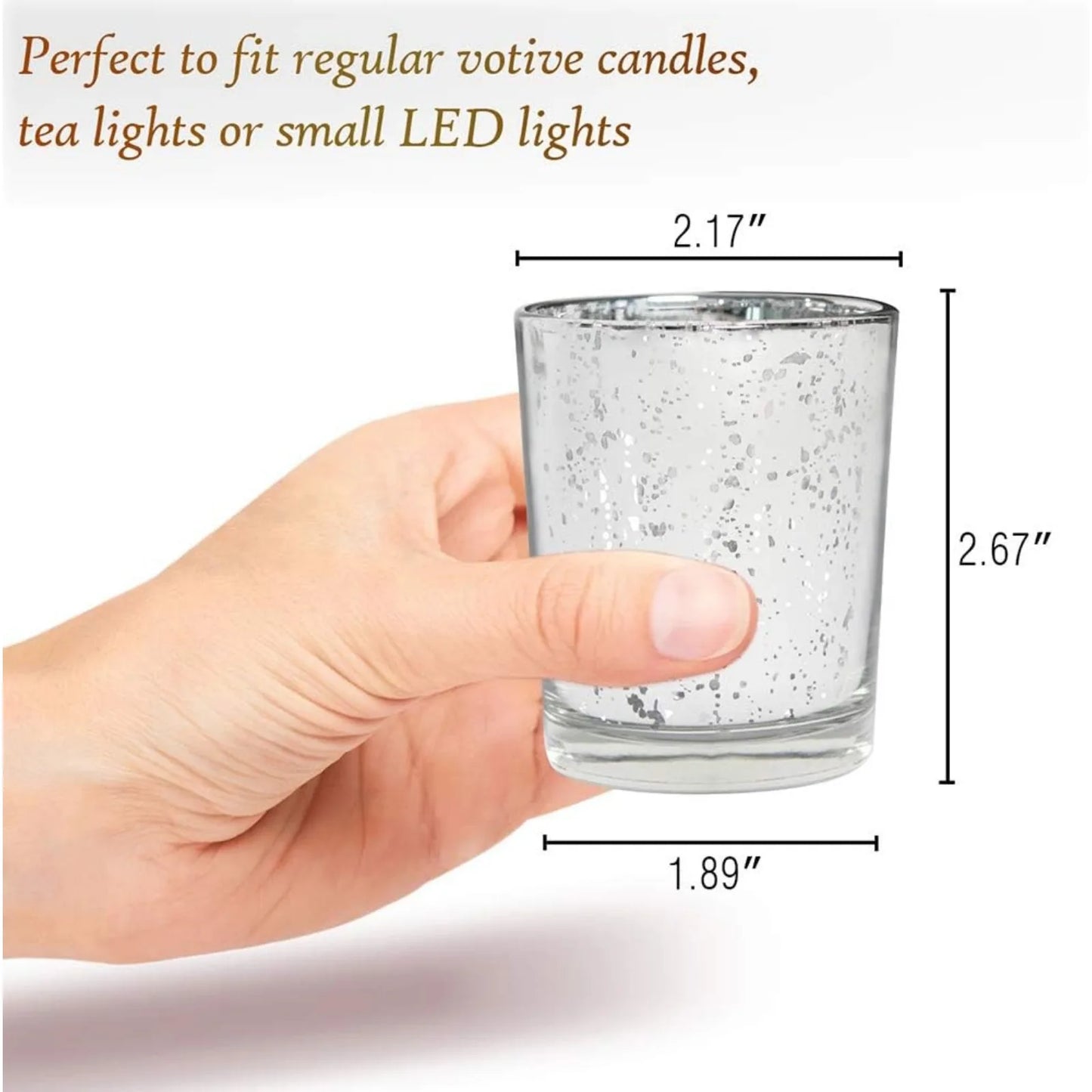 US Silver Party Decorations 72pcs, Mercury Glass Votive Candle Holders Set for Wedding, Bridal and Baby Shower