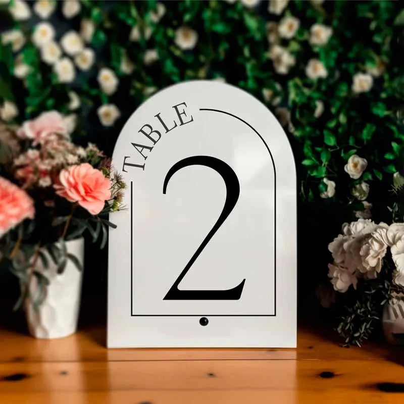 Black Acrylic Wedding Table Numbers with Stand Acrylic Calligraphy Wedding Signage Table Number Stand