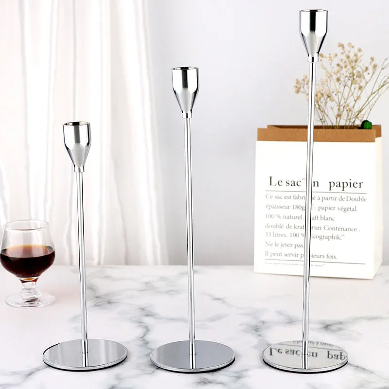 3Pcs/Set Metal Candle Holders Simple Golden Wedding Decoration Bar Party Living Room Decor Home Decor Candlestick