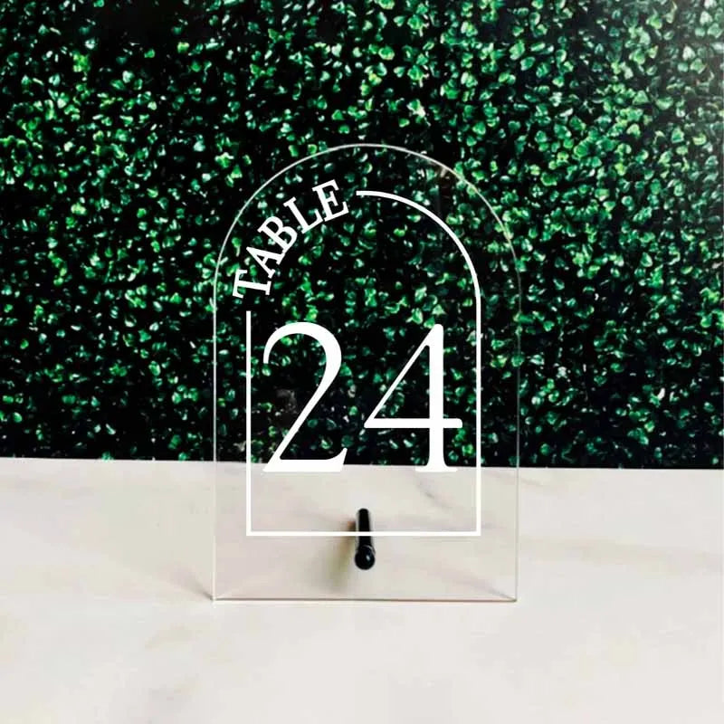 Black Acrylic Wedding Table Numbers with Stand Acrylic Calligraphy Wedding Signage Table Number Stand
