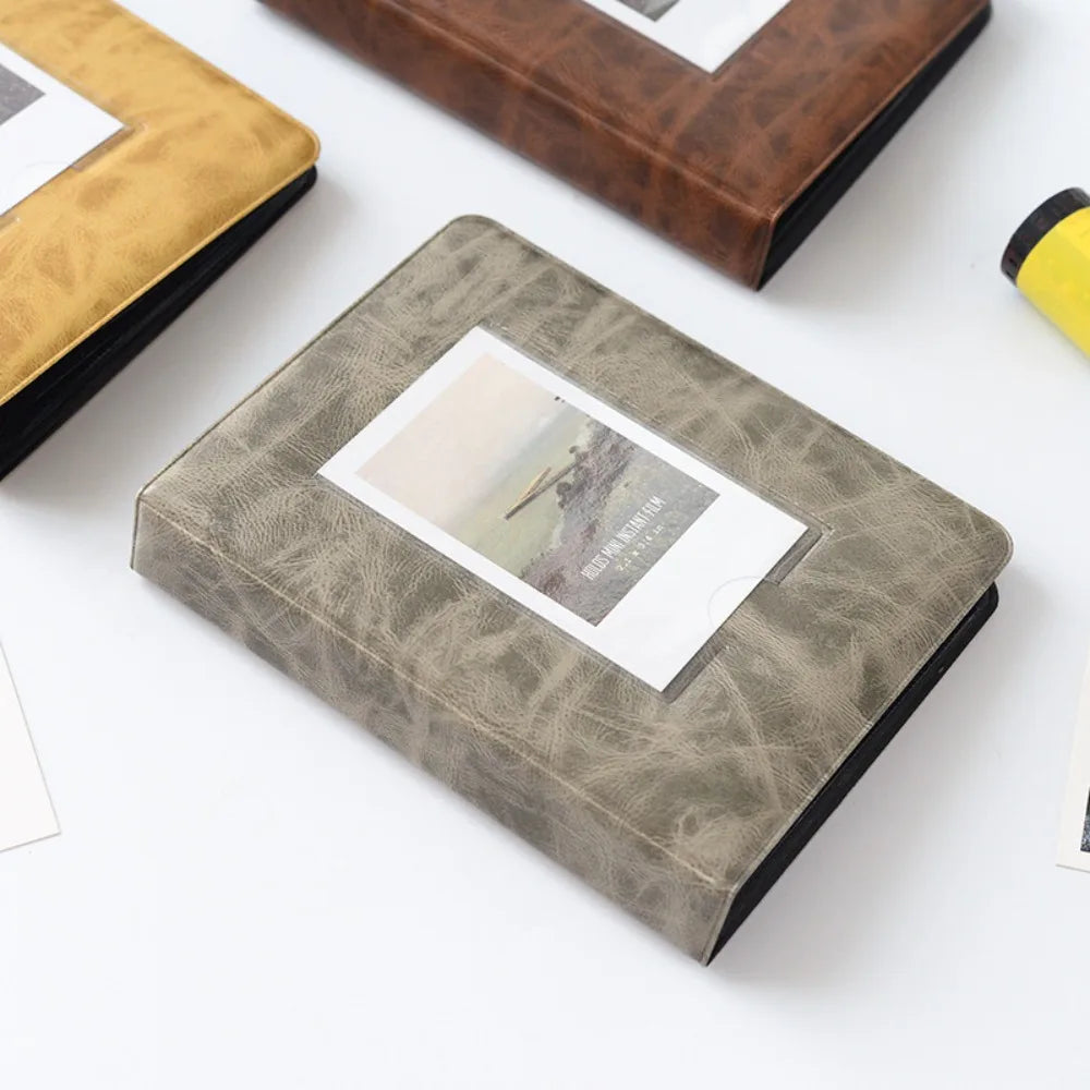 3 Inches 64 Pockets Mini Instant Album Retro Photo Album Polaroid Album Picture Case Storage for Fuji Instax Mini 9/8/70 / 7s