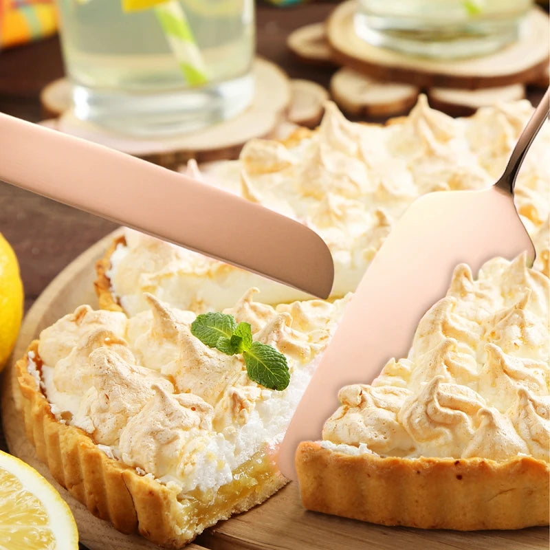 2Pcs/Set Stainless Steel Cake Shovel Set Bread Pizza Knife Dessert Pie Fondant Divider Cutter Spatula For Wedding Birth Baking