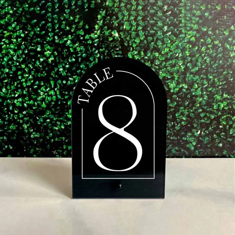 Black Acrylic Wedding Table Numbers with Stand Acrylic Calligraphy Wedding Signage Table Number Stand
