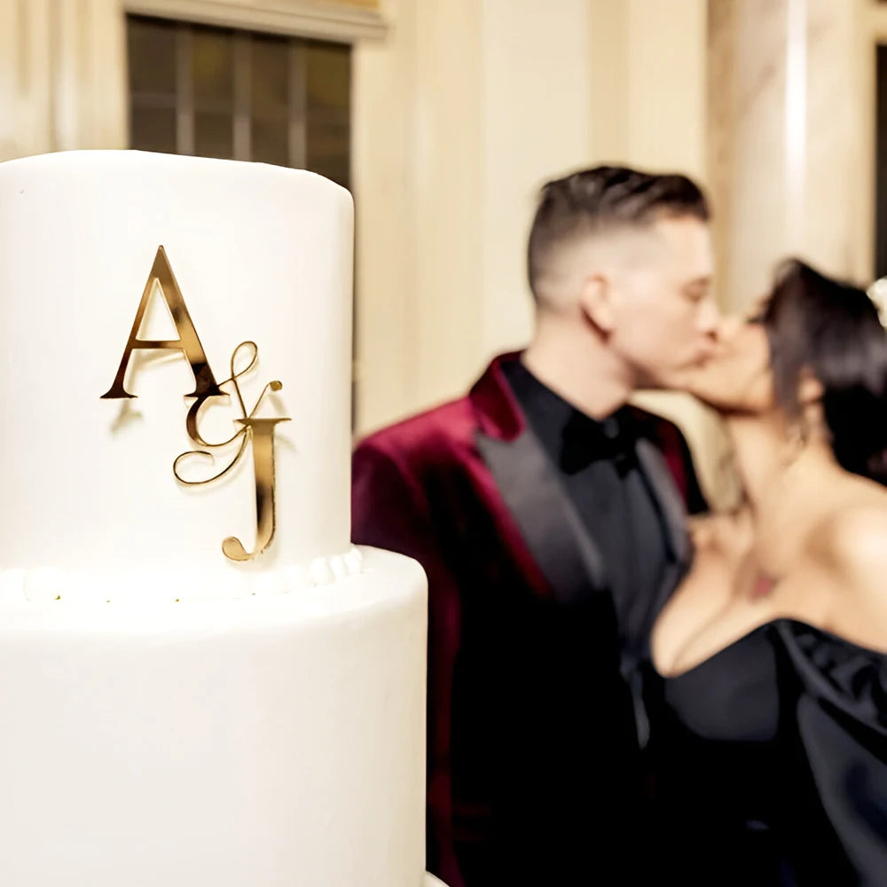 Custom Wedding Cake Topper Acrylic Cake Topper Personalized Initial Cake Topper Decorations with Wedding Engaged