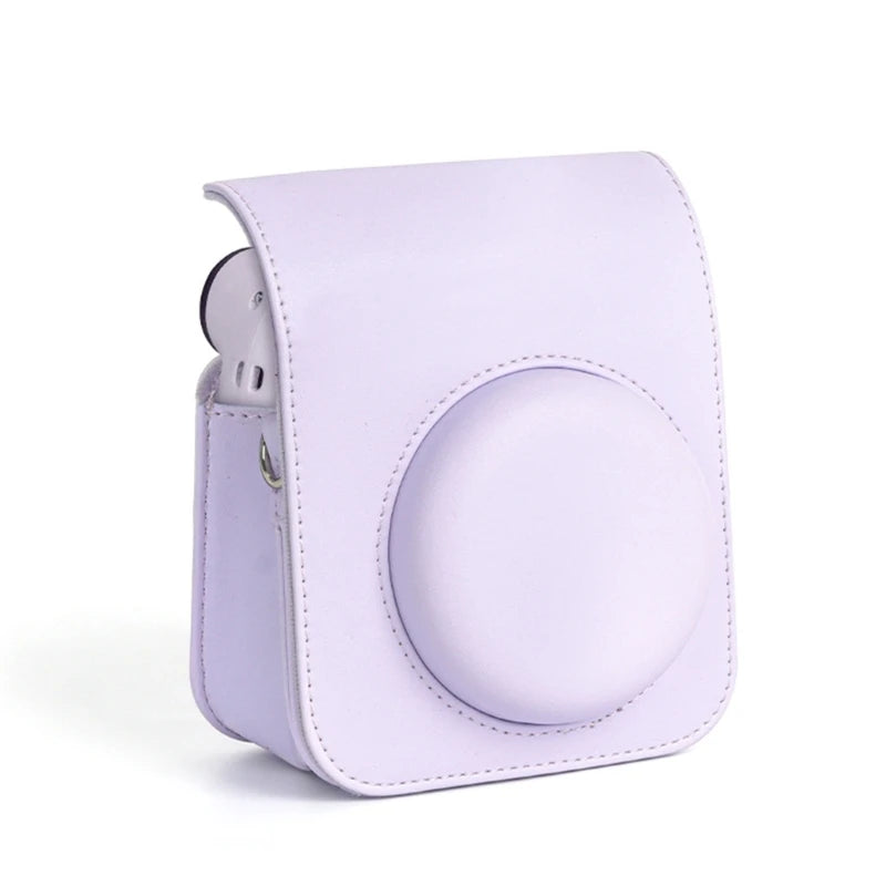 For Instax Mini 12 Camera Case PU Leather Soft Silicone Cover Bag for Fujifilm Polaroid Film Camera Bag w/Shoulder Strap