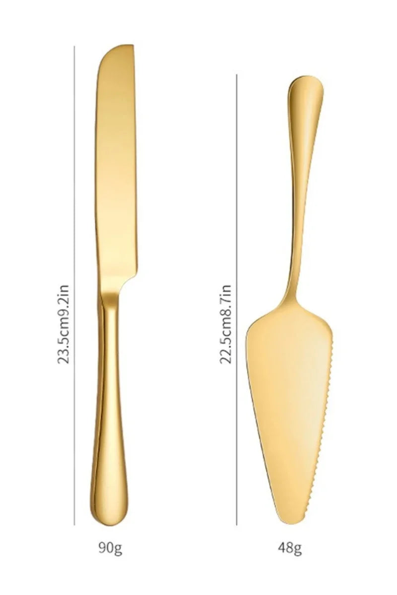 2/4Piece Stainless Steel Cake Knife Shovel Suit Golden Bread Knife Cake Cutting Tools Pizza Cheese Steak Shovel Baking Utensils