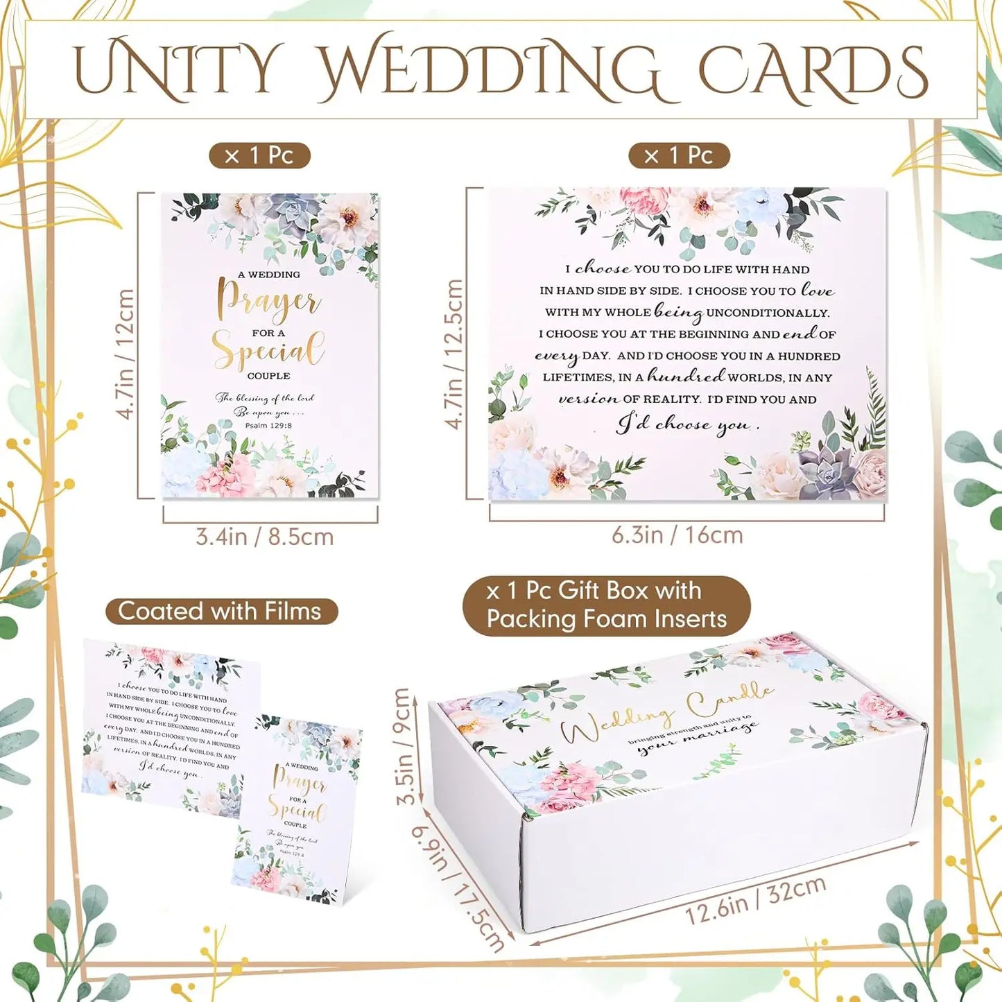 Wedding Ceremony Gift Set with Rustic Unity Candles, Mr and Mrs, Wedding Candles, Marriage Cards for Events Decor