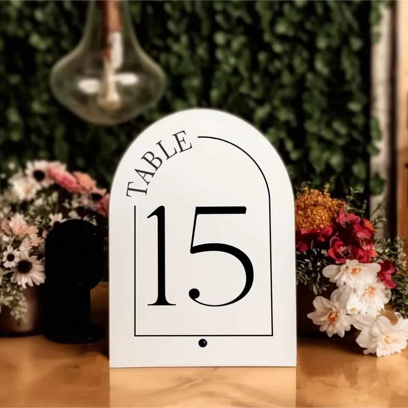 Black Acrylic Wedding Table Numbers with Stand Acrylic Calligraphy Wedding Signage Table Number Stand