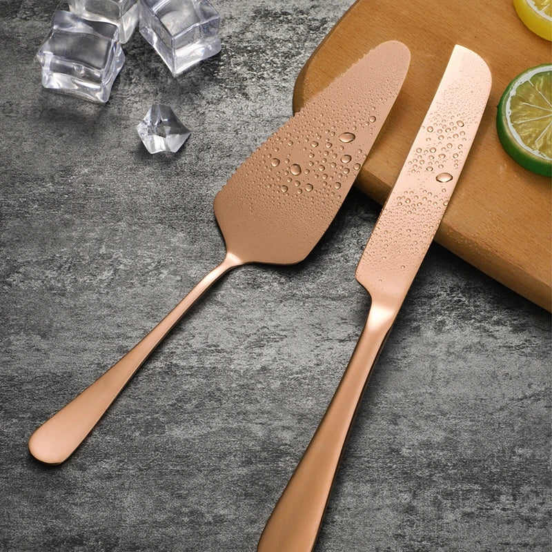 2Pcs/Set Stainless Steel Cake Shovel Set Bread Pizza Knife Dessert Pie Fondant Divider Cutter Spatula For Wedding Birth Baking