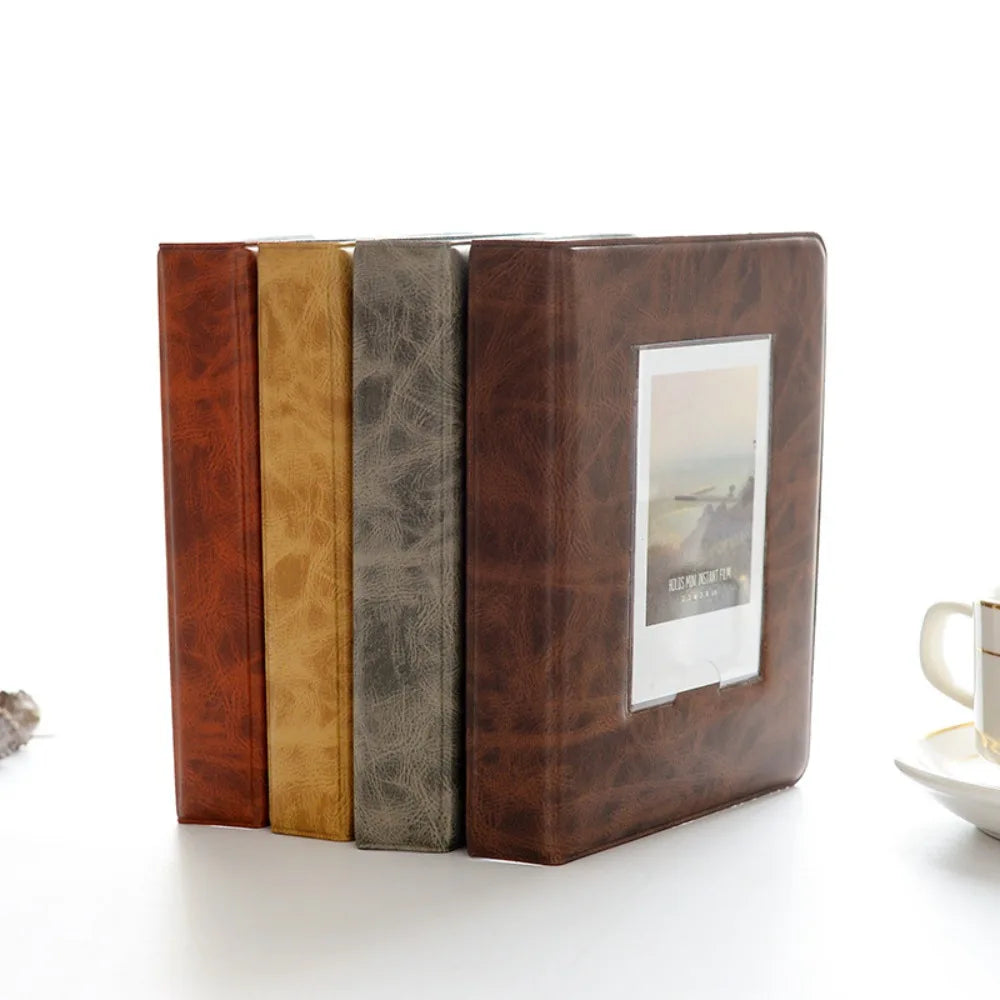 3 Inches 64 Pockets Mini Instant Album Retro Photo Album Polaroid Album Picture Case Storage for Fuji Instax Mini 9/8/70 / 7s