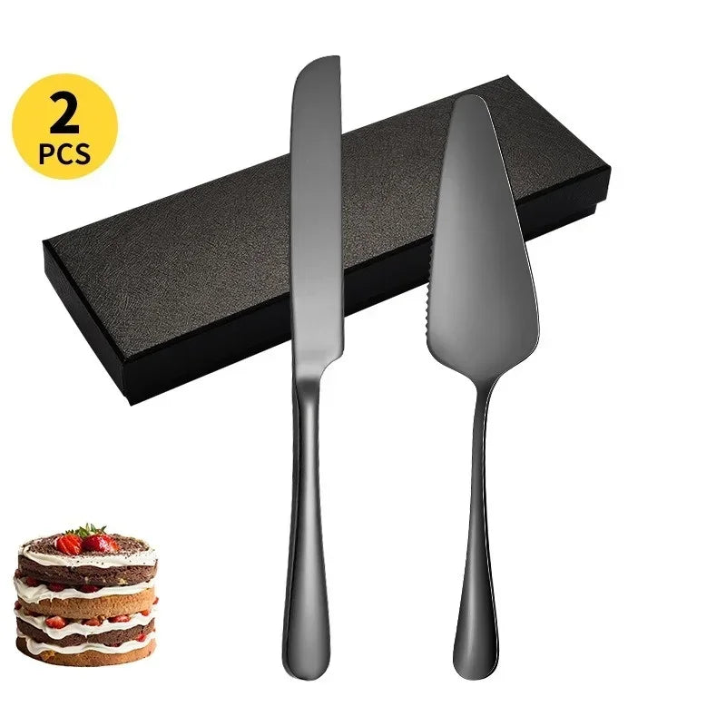 2/4Piece Stainless Steel Cake Knife Shovel Suit Golden Bread Knife Cake Cutting Tools Pizza Cheese Steak Shovel Baking Utensils