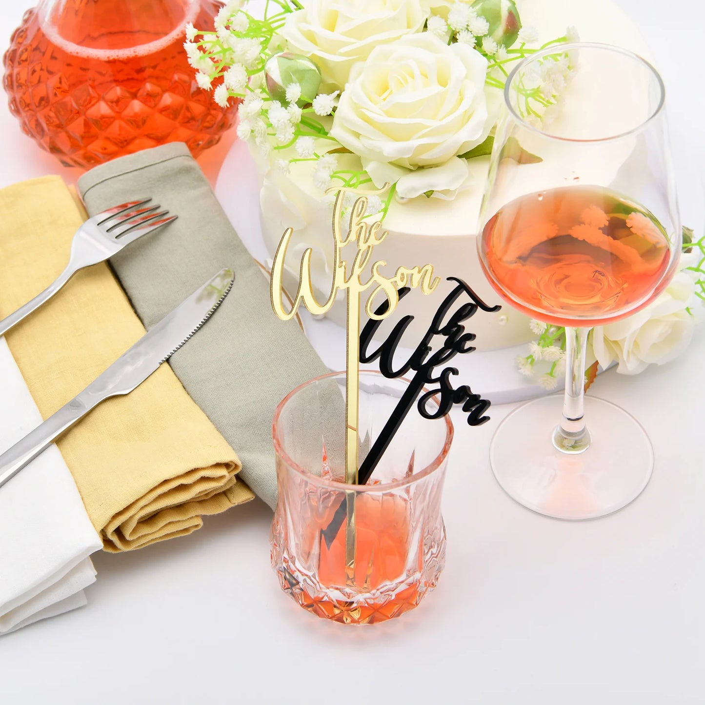 10/30/50pcs Personalized Drink Stirrers Cocktail Sticks Wedding Drink Tags Name Hand Lettered Calligraphy Stir Swizzle Sticks