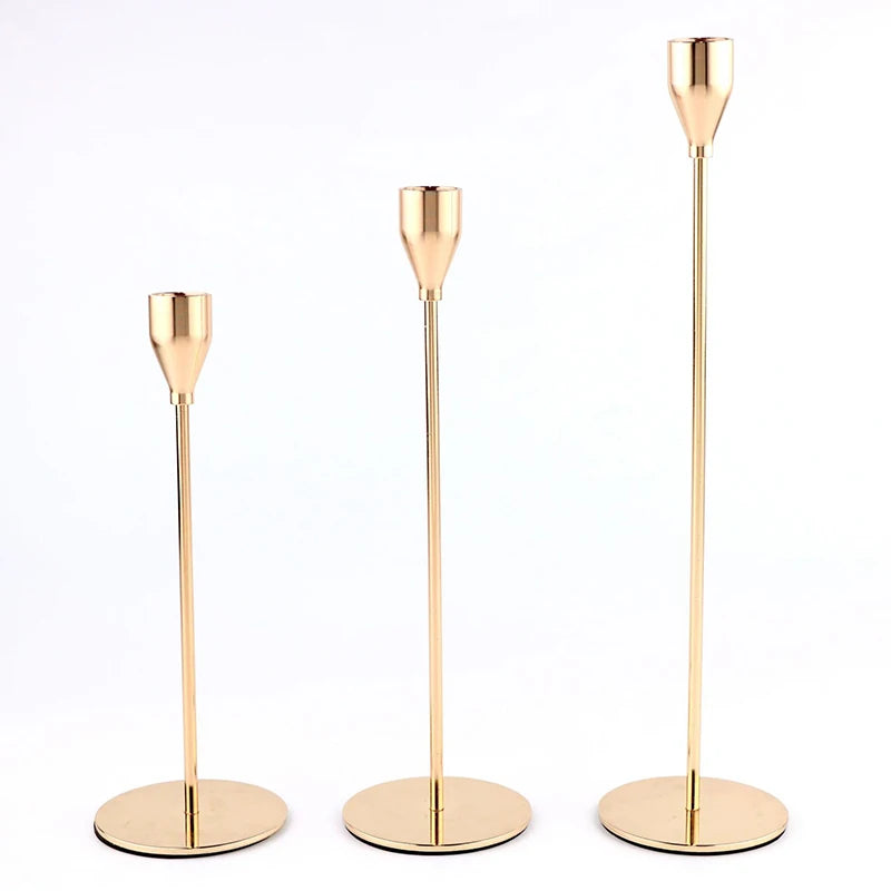 3Pcs/Set Metal Candle Holders Simple Golden Wedding Decoration Bar Party Living Room Decor Home Decor Candlestick