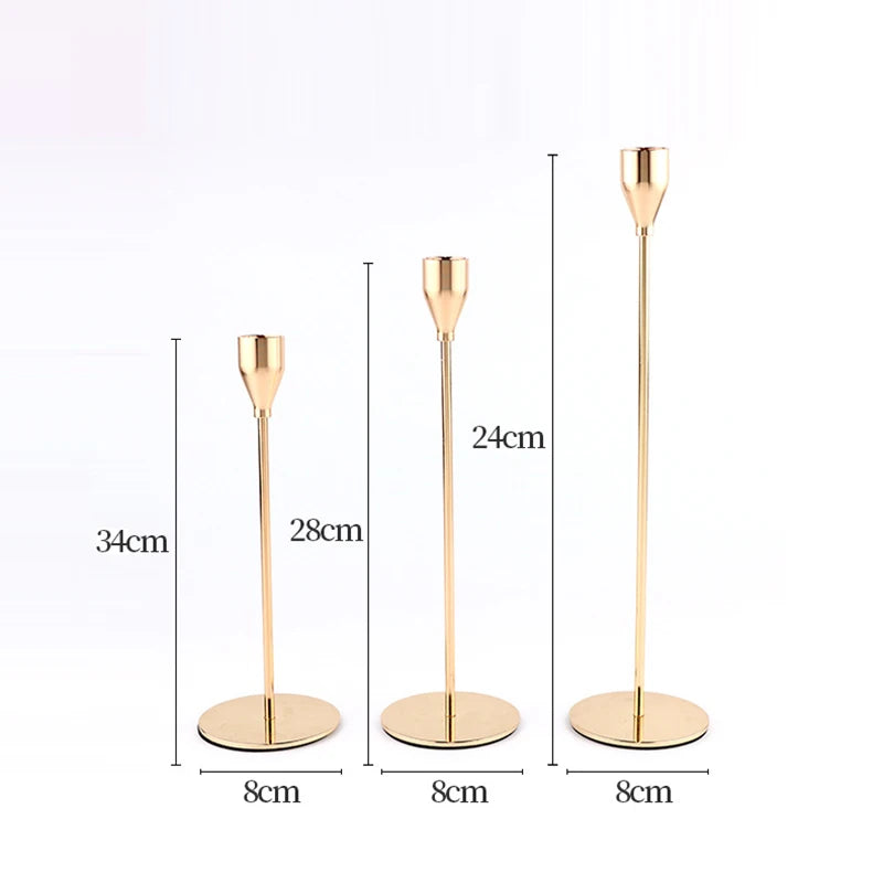 3Pcs/Set Metal Candle Holders Simple Golden Wedding Decoration Bar Party Living Room Decor Home Decor Candlestick
