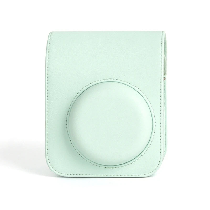 For Instax Mini 12 Camera Case PU Leather Soft Silicone Cover Bag for Fujifilm Polaroid Film Camera Bag w/Shoulder Strap