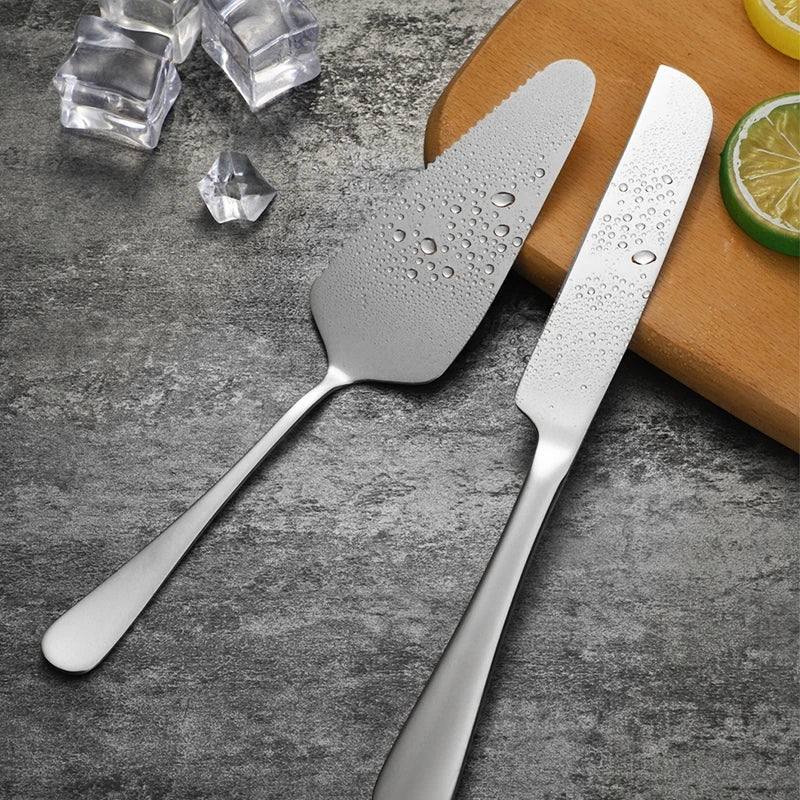 2Pcs/Set Stainless Steel Cake Shovel Set Bread Pizza Knife Dessert Pie Fondant Divider Cutter Spatula For Wedding Birth Baking