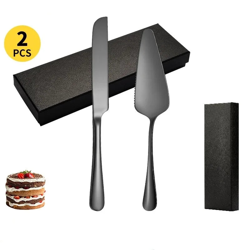 2/4Piece Stainless Steel Cake Knife Shovel Suit Golden Bread Knife Cake Cutting Tools Pizza Cheese Steak Shovel Baking Utensils