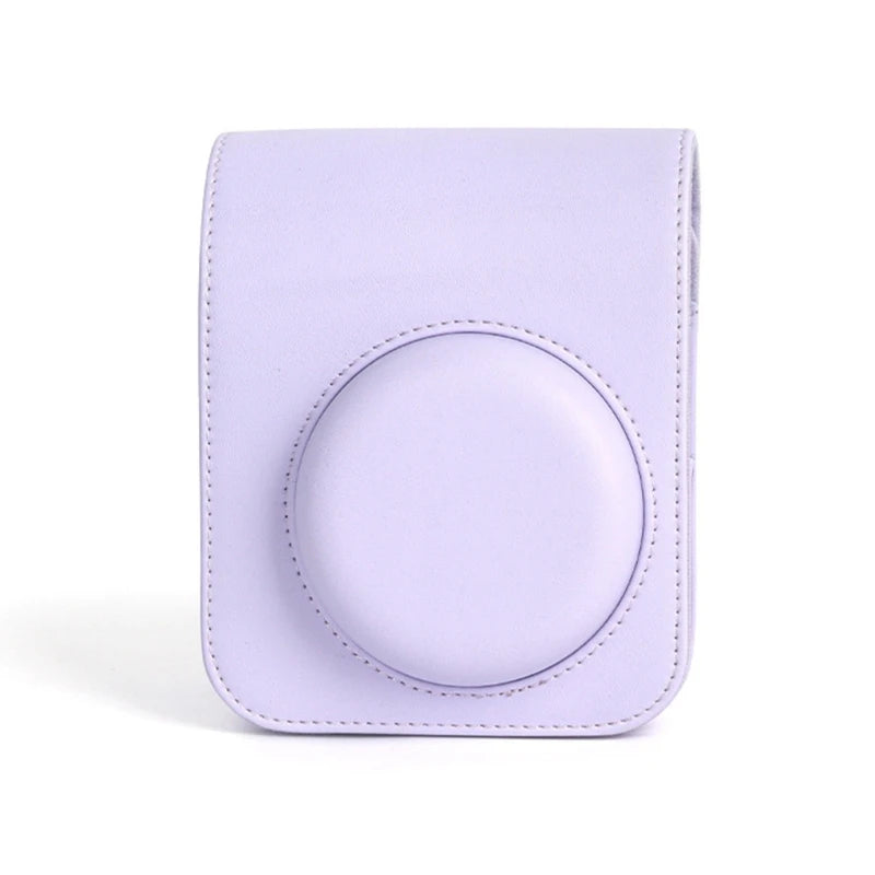 For Instax Mini 12 Camera Case PU Leather Soft Silicone Cover Bag for Fujifilm Polaroid Film Camera Bag w/Shoulder Strap