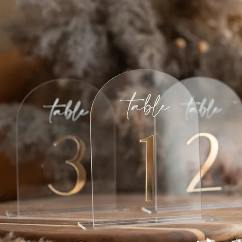 Arch Acrylic Table Numbers Clear Acrylic gold Sign,Golden Plexi Table Numbers,Luxury Wedding Table Decor Centerpieces Decoration