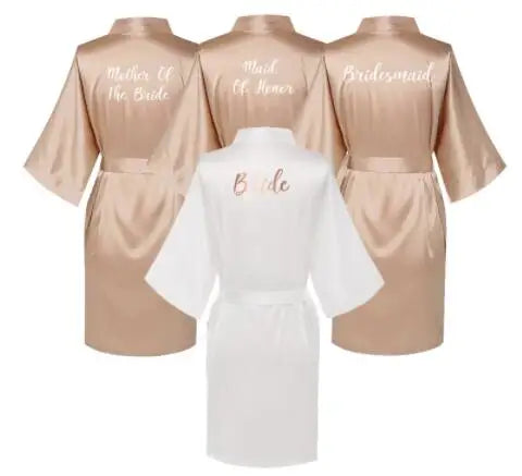 Satin Silk Robes Plus Size Wedding BathRobe Bride Bridesmaid Dress Gown Women Clothing Sleepwear Maid of Honor Rose Gold