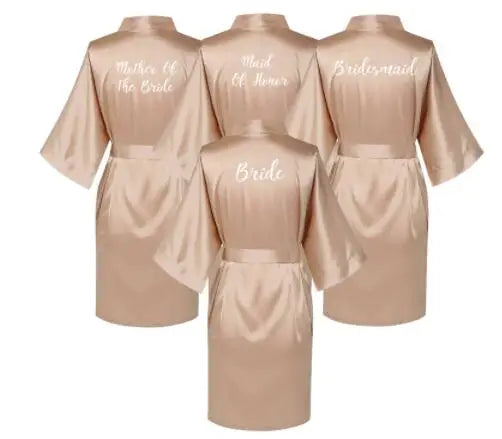 Satin Silk Robes Plus Size Wedding BathRobe Bride Bridesmaid Dress Gown Women Clothing Sleepwear Maid of Honor Rose Gold