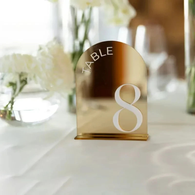 Gold Mirror Wedding Table Numbers Wedding Table Signs 3D Table Numbers Wedding Table Decor Table Numbers with Stand