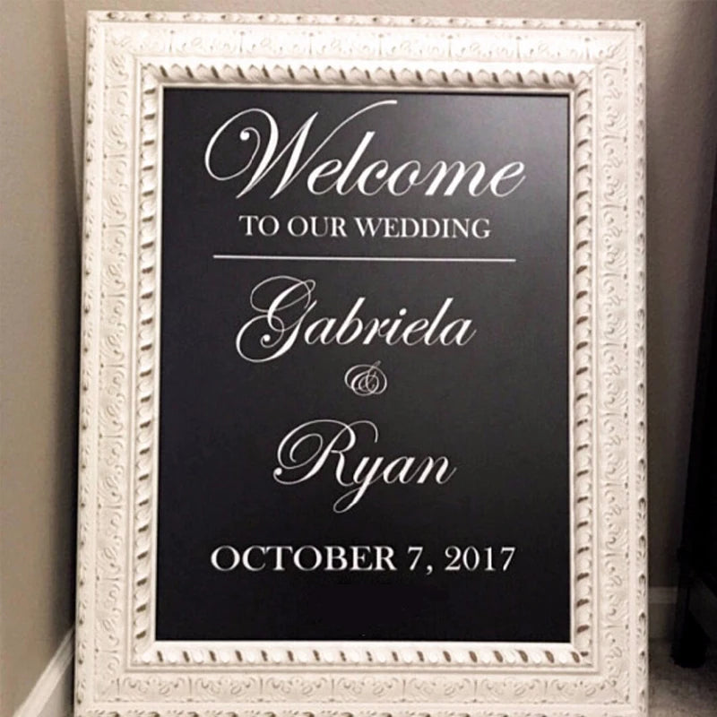 Wedding Welcome Mirror Vinyl Sticker Simple Design Personalized Names Decal Wedding Sign Mirror Decor Custom Wedding Art