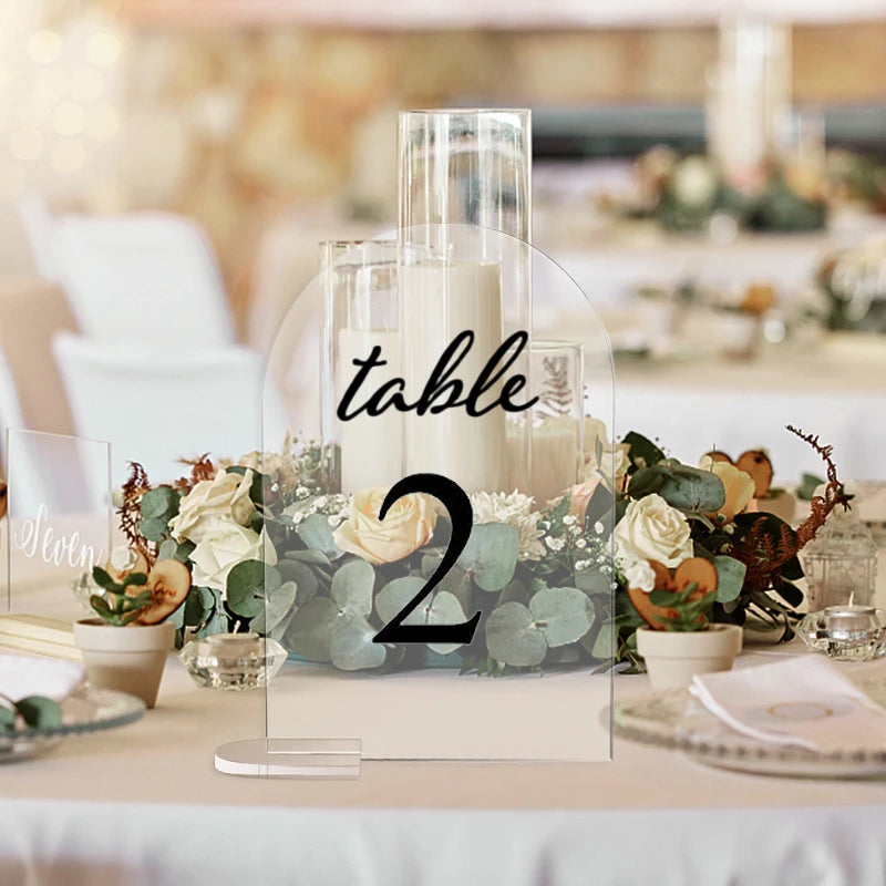 5pcs Wedding Blank Clear Table Number Signs Acrylic Display Stand Place Card Holder for Birthday Festival Party Table Decoration