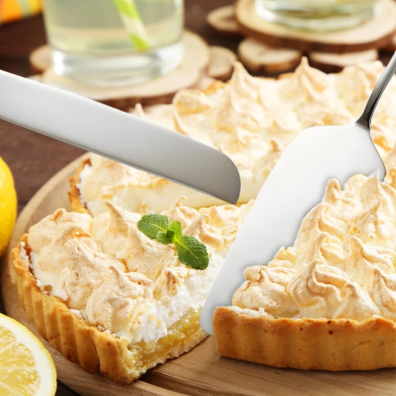 2Pcs/Set Stainless Steel Cake Shovel Set Bread Pizza Knife Dessert Pie Fondant Divider Cutter Spatula For Wedding Birth Baking