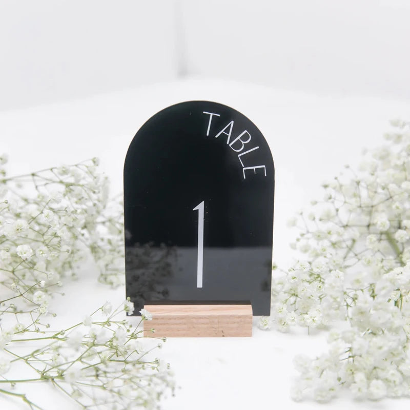 Personalized Painted Back Acrylic Wedding Table Numbers with Base Calligraphy Rustic Arch Numbers for Modern Wedding Table Decor