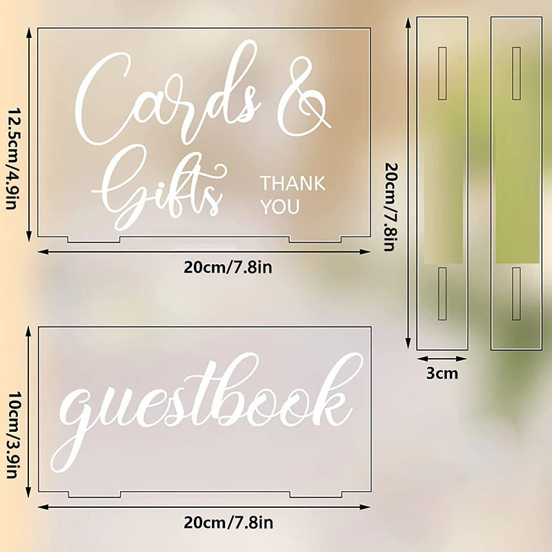 YOMDID 2pcs Rustic Acrylic Wedding Reception Sign with Guest Book Place Cards Holders Signs Farmhouse and Beach Party Home Decor