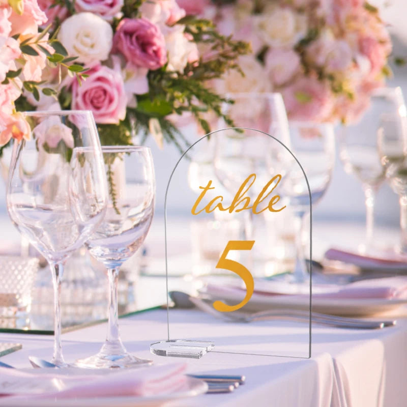 5pcs Wedding Blank Clear Table Number Signs Acrylic Display Stand Place Card Holder for Birthday Festival Party Table Decoration