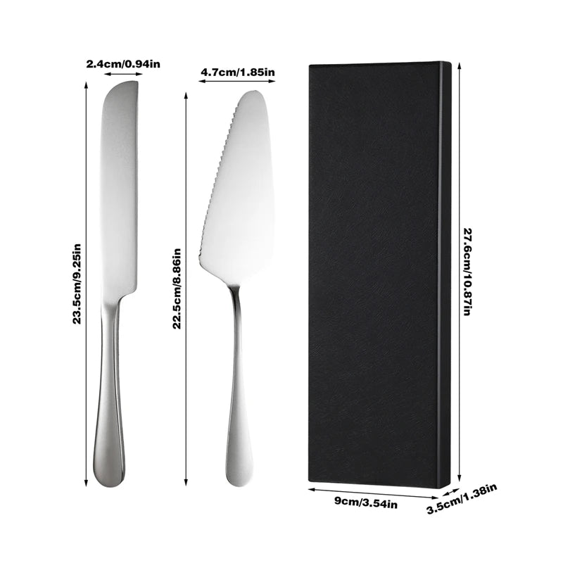 2Pcs/Set Stainless Steel Cake Shovel Set Bread Pizza Knife Dessert Pie Fondant Divider Cutter Spatula For Wedding Birth Baking