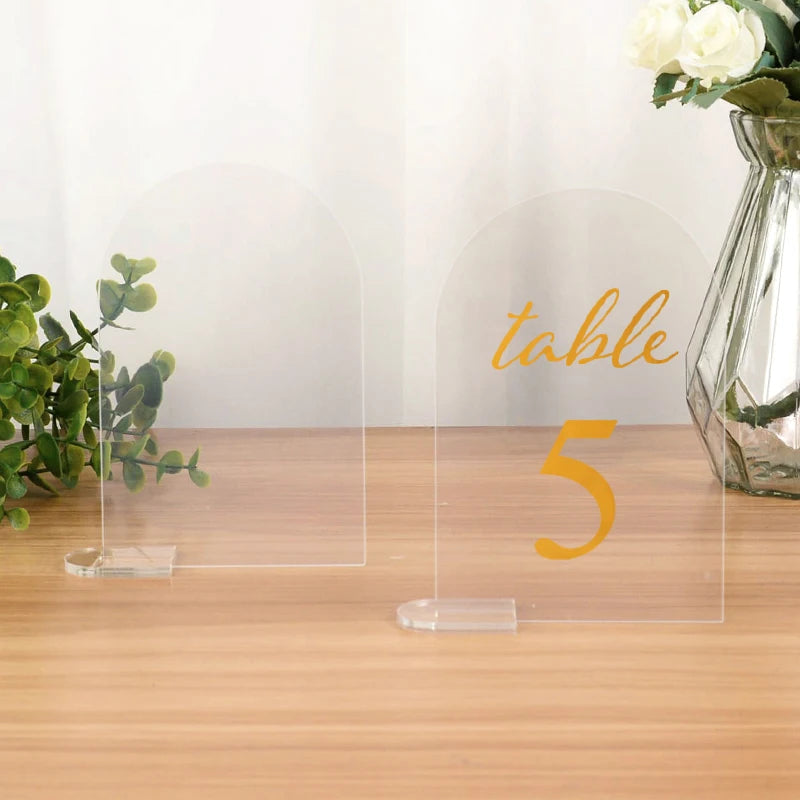 5pcs Wedding Blank Clear Table Number Signs Acrylic Display Stand Place Card Holder for Birthday Festival Party Table Decoration