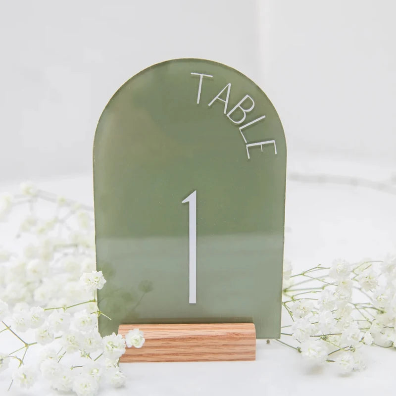 Personalized Painted Back Acrylic Wedding Table Numbers with Base Calligraphy Rustic Arch Numbers for Modern Wedding Table Decor